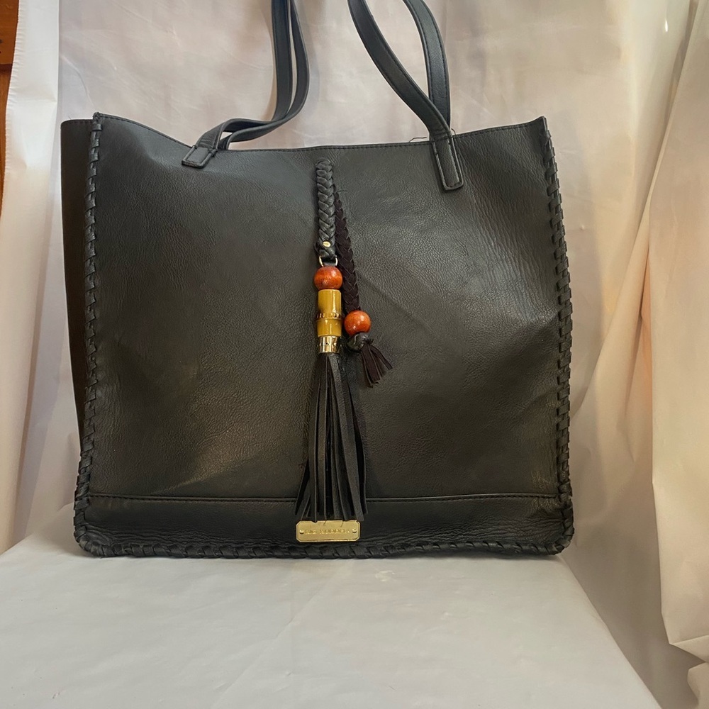 Big Buddha Black Tote with Tassel Accents